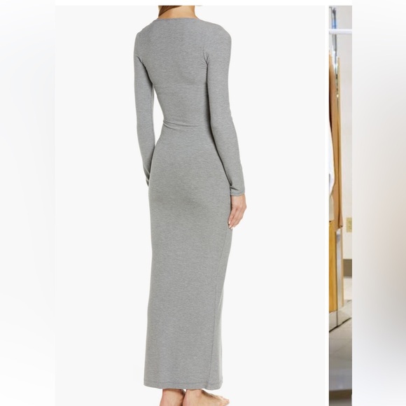 Skims soft lounge long sleeve maxi dress in heather grey - Picture 2 of 5